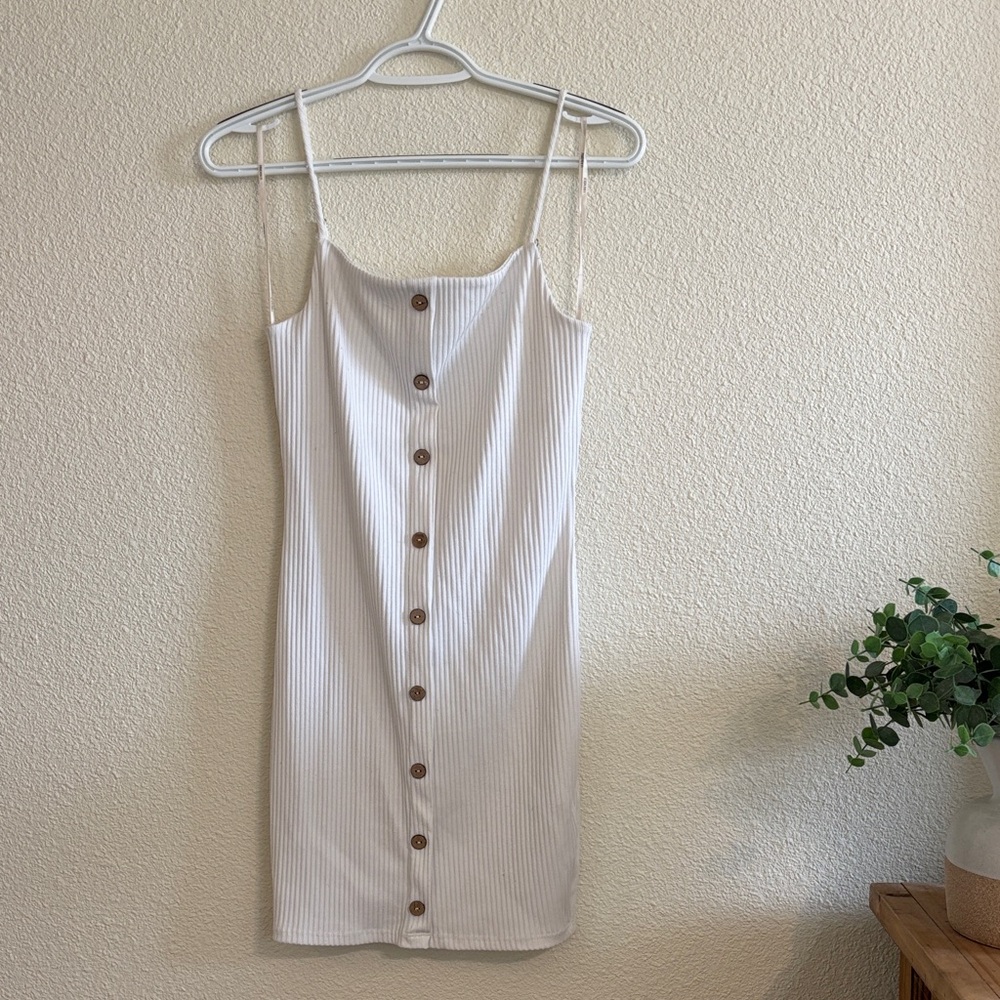 White Button-Down Strappy Dress